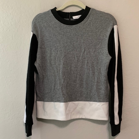 Sandro Sweaters - Sandro Gray Colorblock Zip Back Wool Blend Sweater